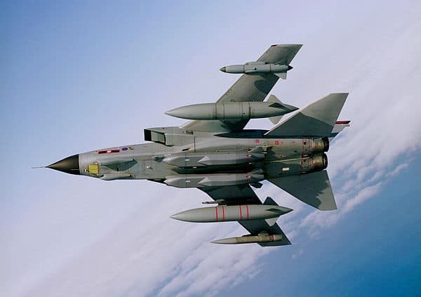 An RAF Tornado GR4 aircraft carrying two Storm Shadow missiles under the fuselage. Photo: UK Ministry of Defence